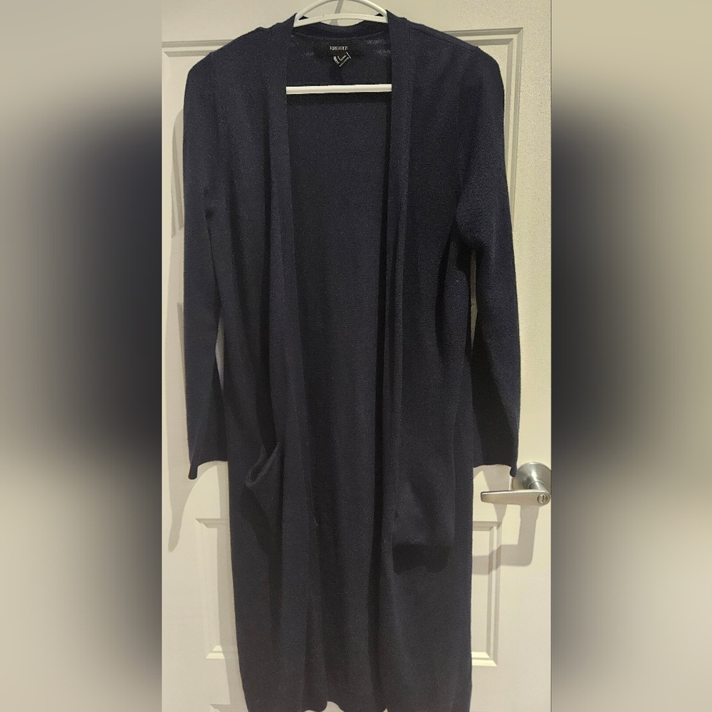 Forever 21 Navy Open-Front Knit Cardigan
